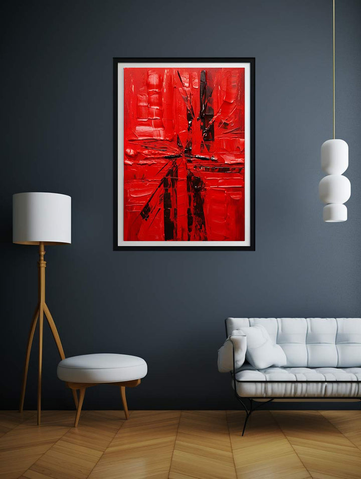 Knife Red Abstract Art Painting 