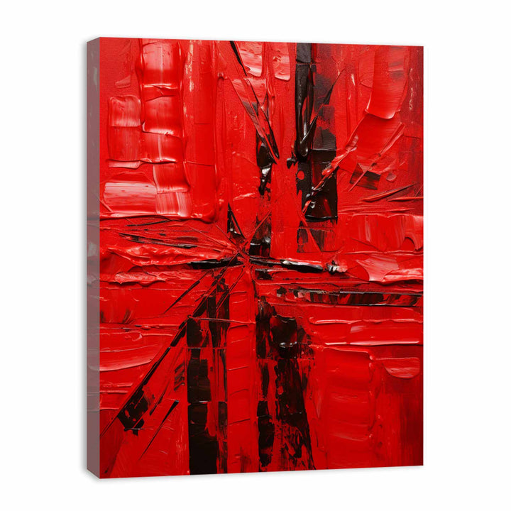 Knife Red Abstract Art Painting 