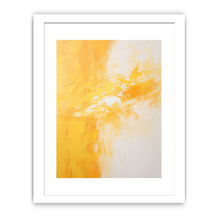 Yellow White Abstract Painting  Poster