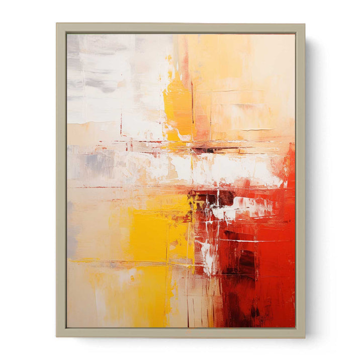 Abstract Painting Yellow Red Framed Print