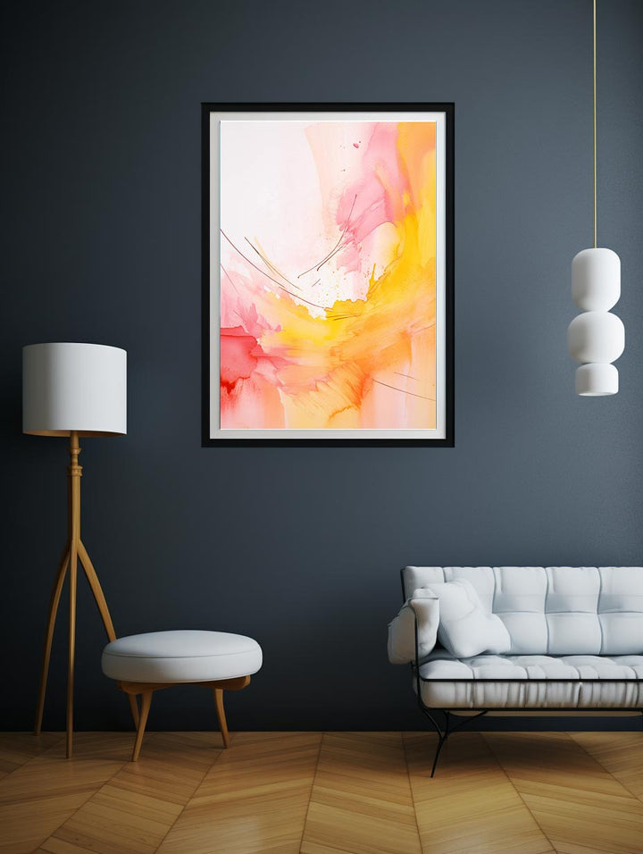 Abstract Yellow Pink Painting 