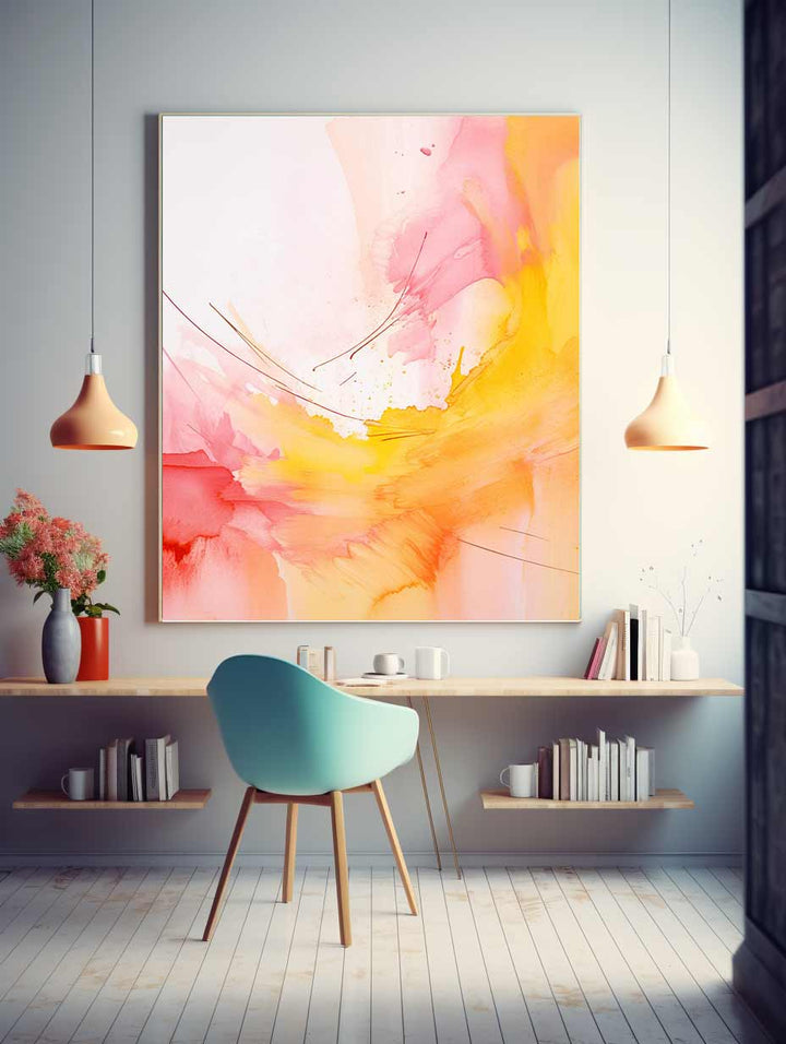 Abstract Yellow Pink Painting 