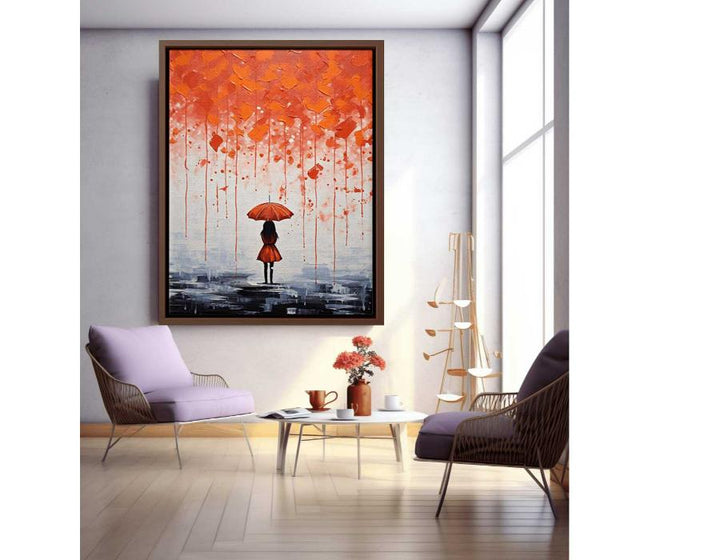 Girl Umbrella Modern Art Painting 