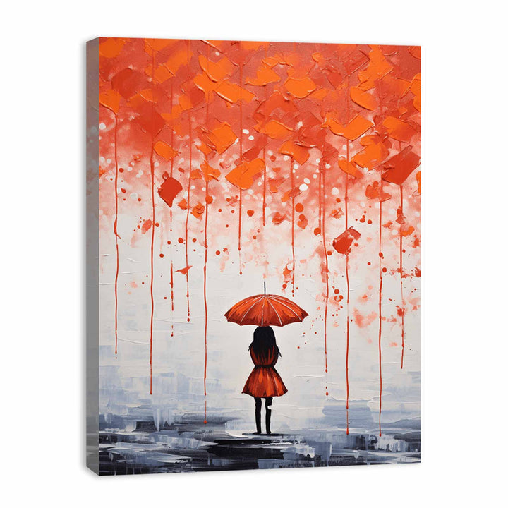 Girl Umbrella Modern Art Painting 