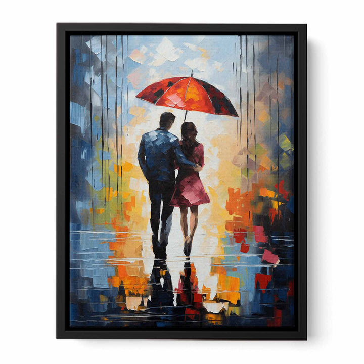 Couple Umbrella Modern Art Painting 