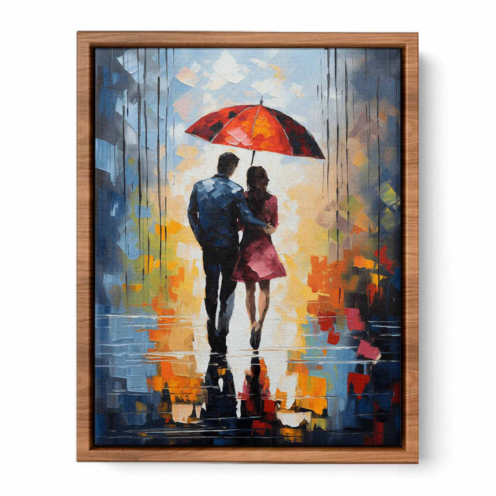 Couple Umbrella Modern Art Painting 