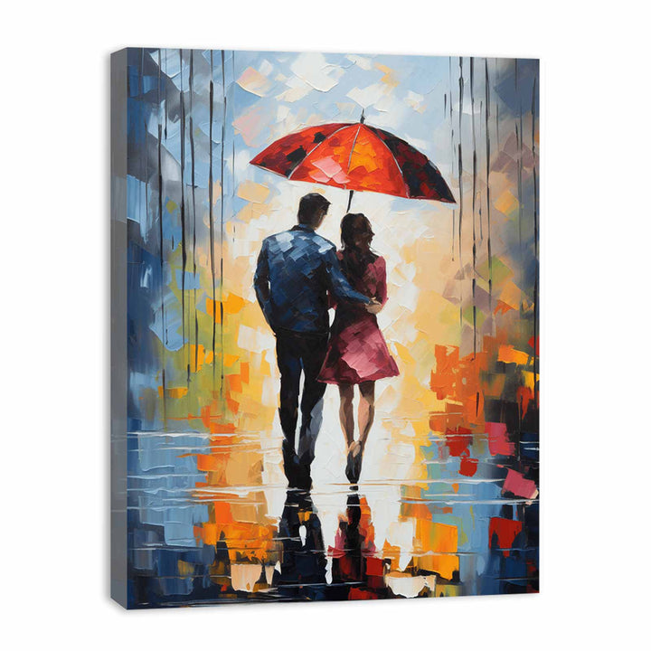 Couple Umbrella Modern Art Painting 