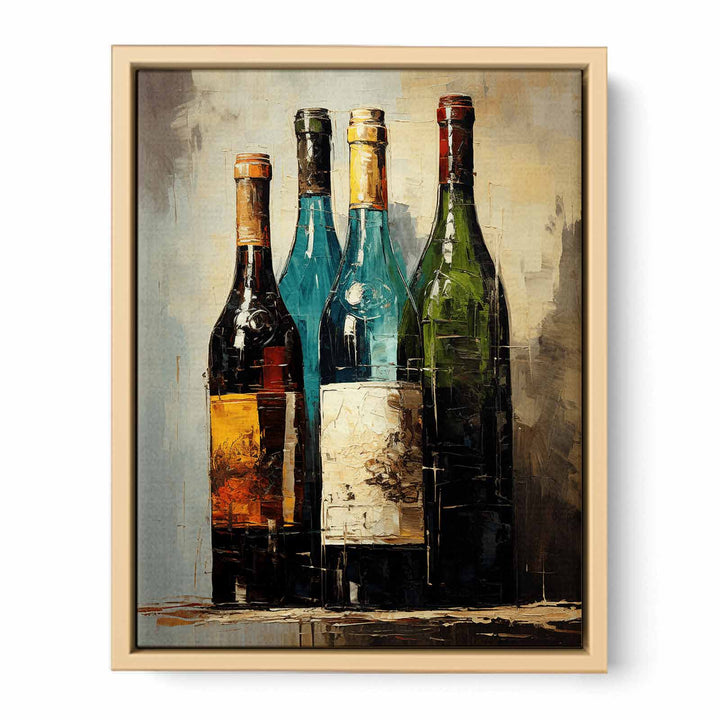 Wine Bottles Modern Painting  Framed Print
