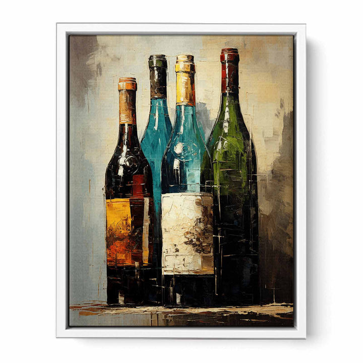 Wine Bottles Modern Painting  Canvas Print