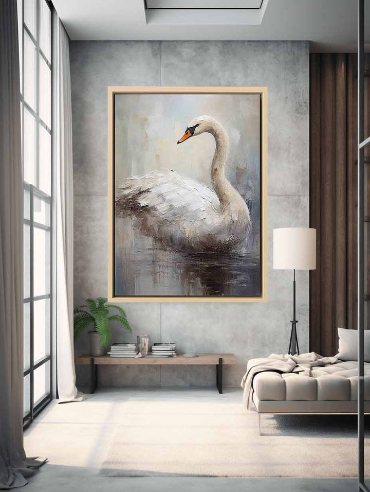 Modern White Bird Art Painting 