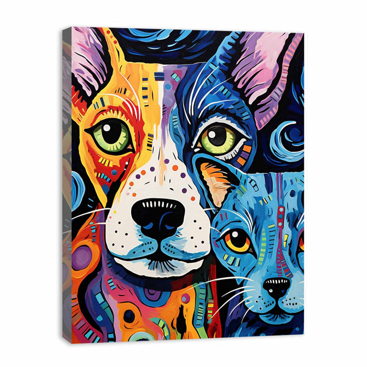 Modern Two Dog Art Painting 