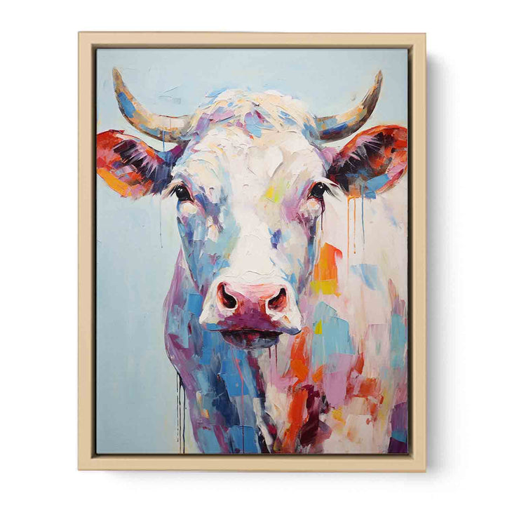 Modern Art Painting White Cow  Framed Print
