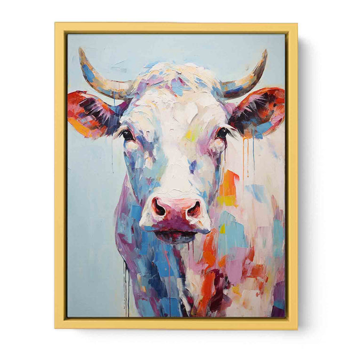 Modern Art Painting White Cow   Poster