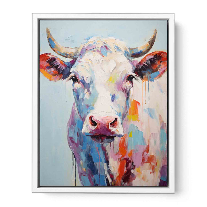 Modern Art Painting White Cow  Canvas Print