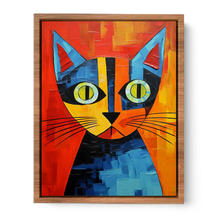 Modern Art Painting Red Cat  