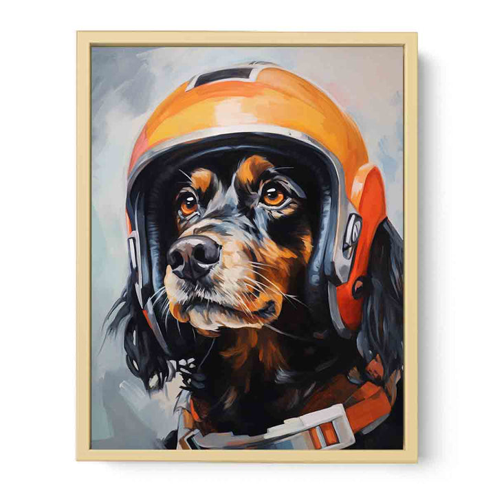Modern Dog Helmet Art Painting Framed Print