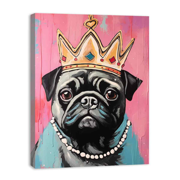 Modern Crown Pug Art Painting 