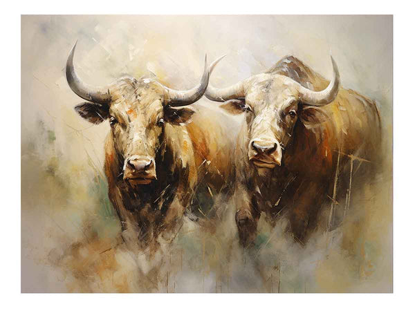 Modern Two Buffallo Art Painting 