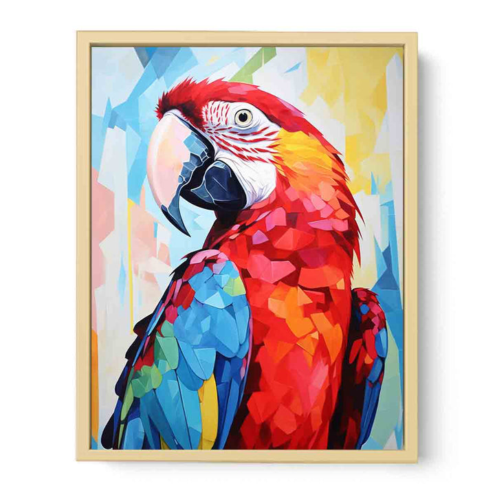 Red Blue Parrot Modern Art Painting Framed Print