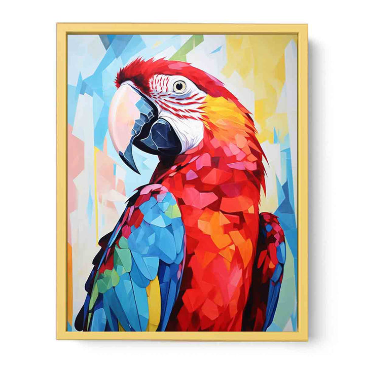 Red Blue Parrot Modern Art Painting  Poster