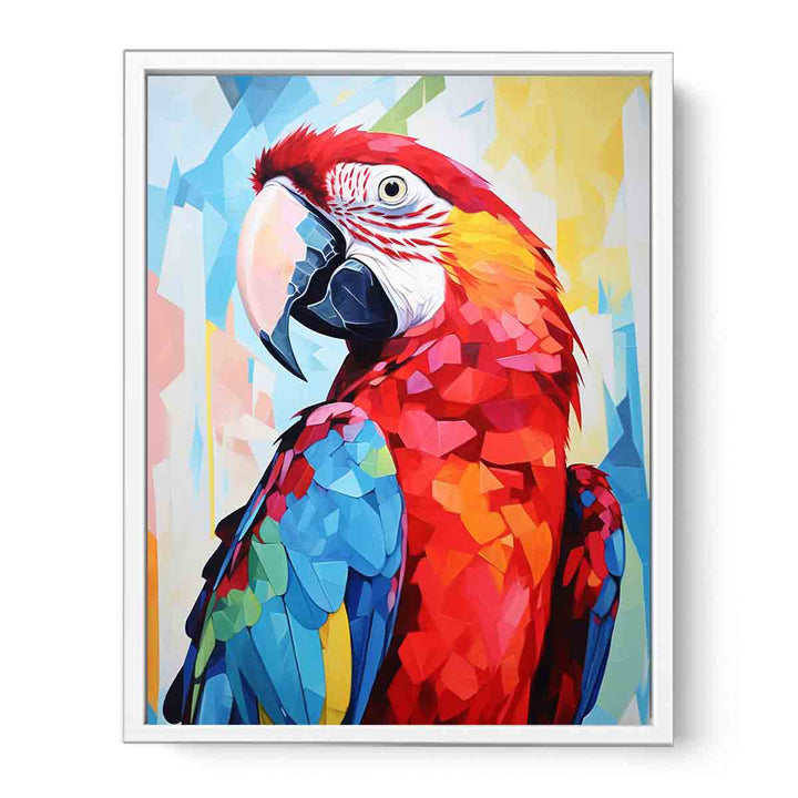 Red Blue Parrot Modern Art Painting Canvas Print