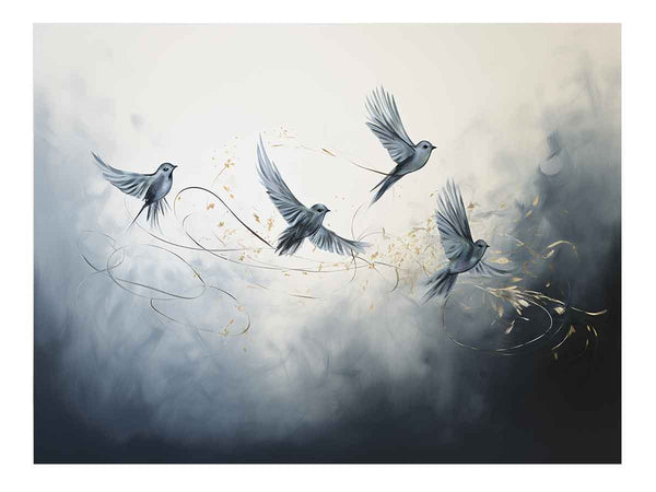 Modern Four Birds Art Painting 