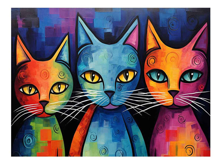 Modern Cat Art Painting 