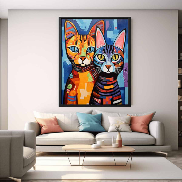 Two Cat Modern Art Painting 