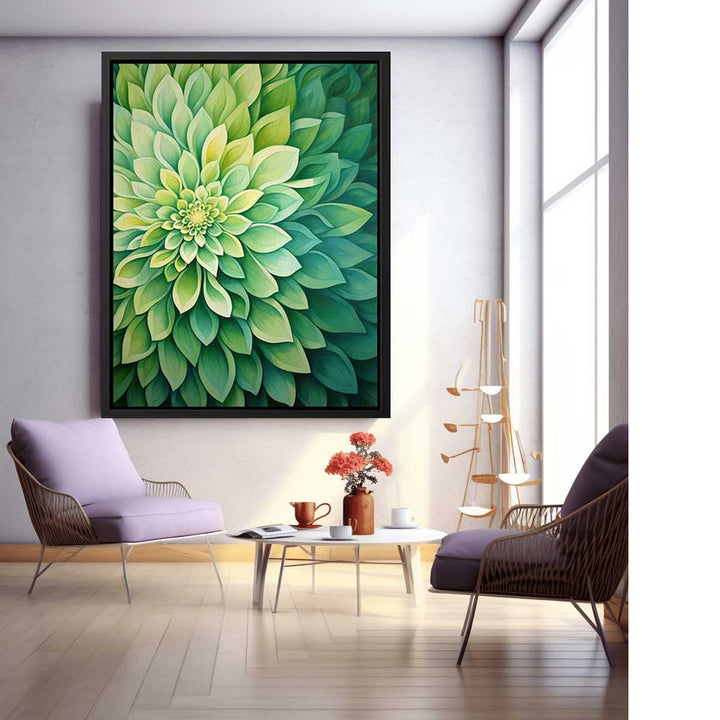 Green Flower Art Painting  