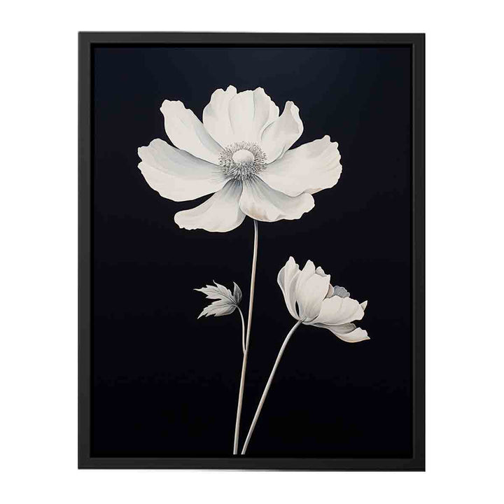 White Black Flower Painting  