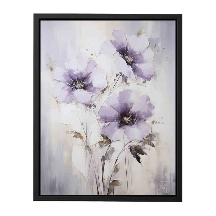 White Purple Art Flower Painting  