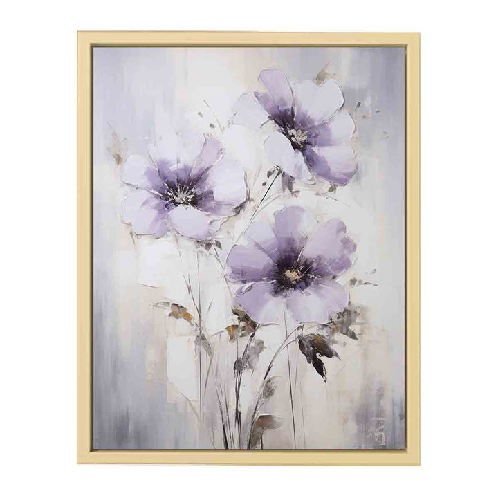 White Purple Art Flower Painting  Framed Print