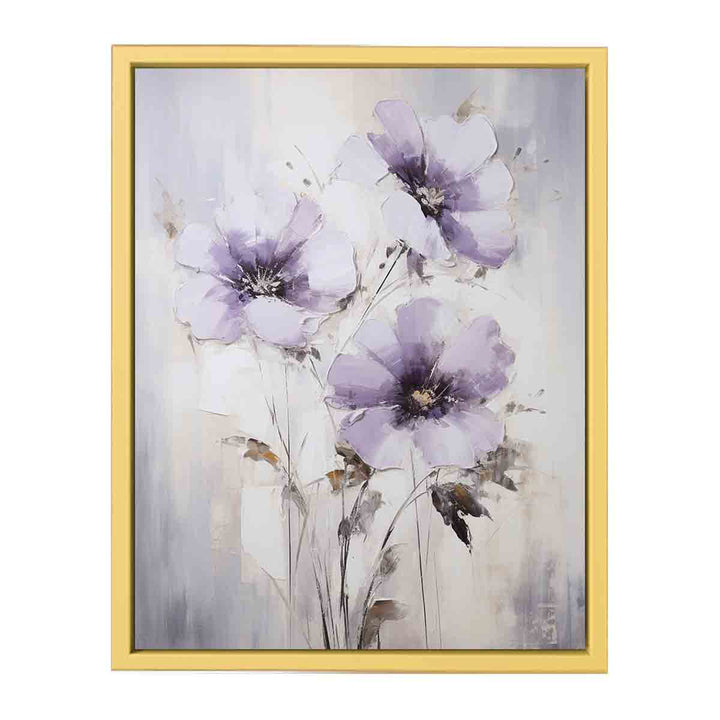 White Purple Art Flower Painting   Poster