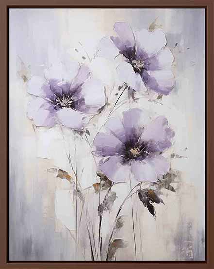 White Purple Art Flower Painting  