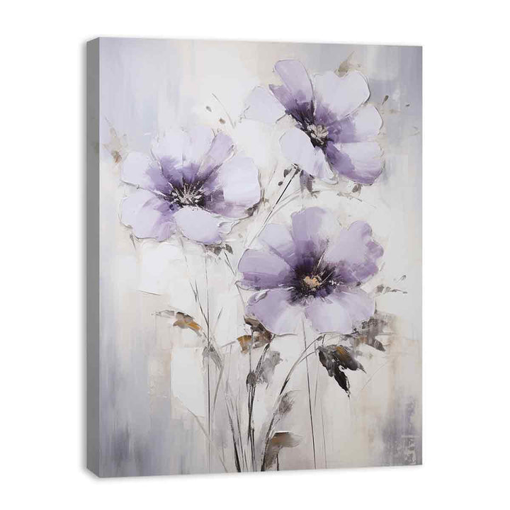 White Purple Art Flower Painting  