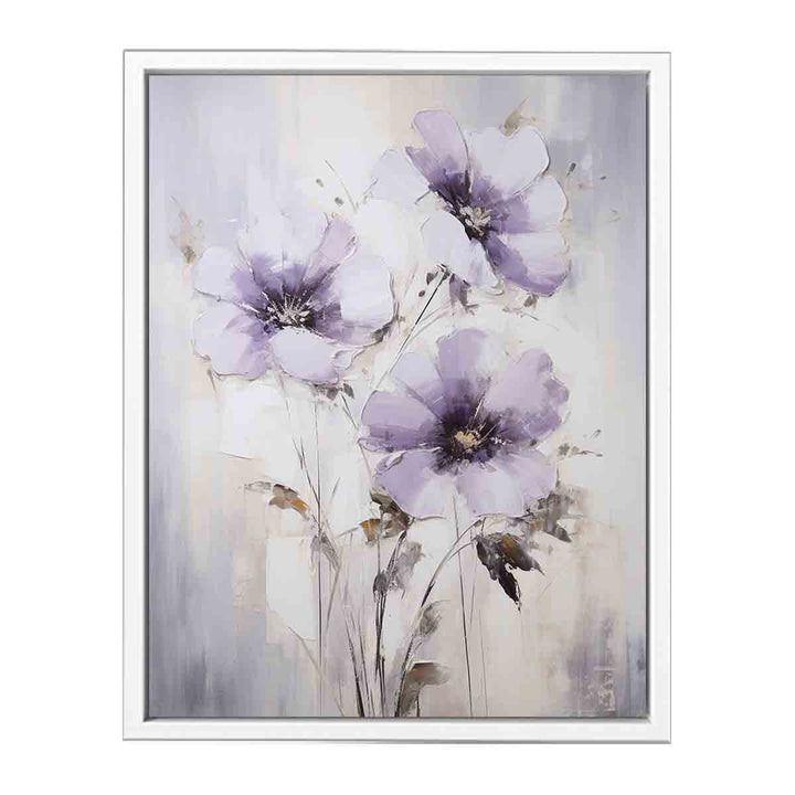 White Purple Art Flower Painting  Canvas Print