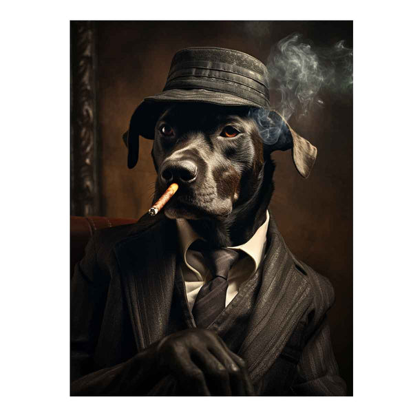 Black Dog Smoking Art 