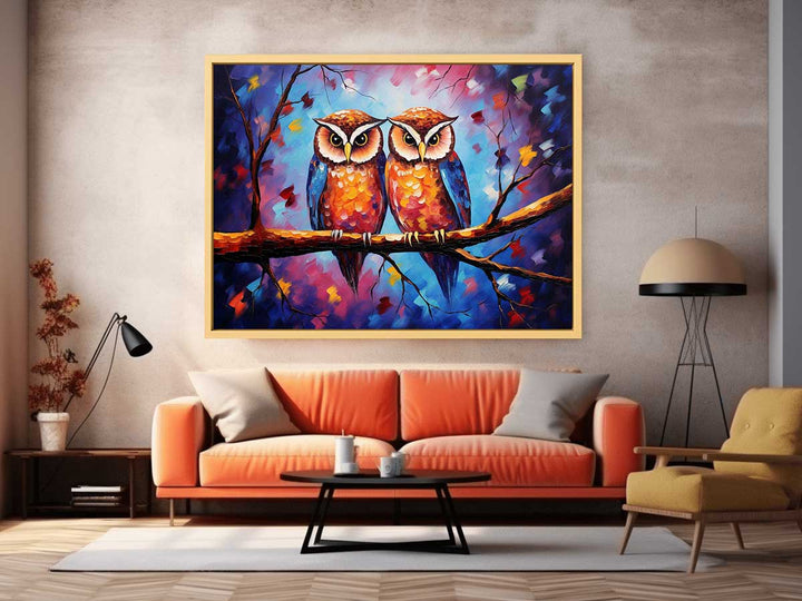 Two Owl Modern Art Painting 