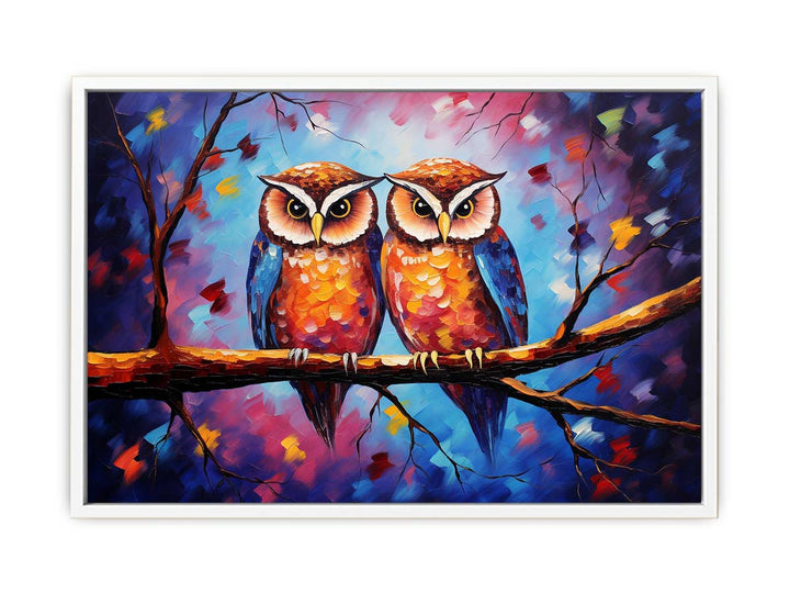 Two Owl Modern Art Painting Canvas Print