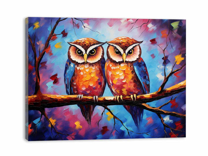 Two Owl Modern Art Painting 