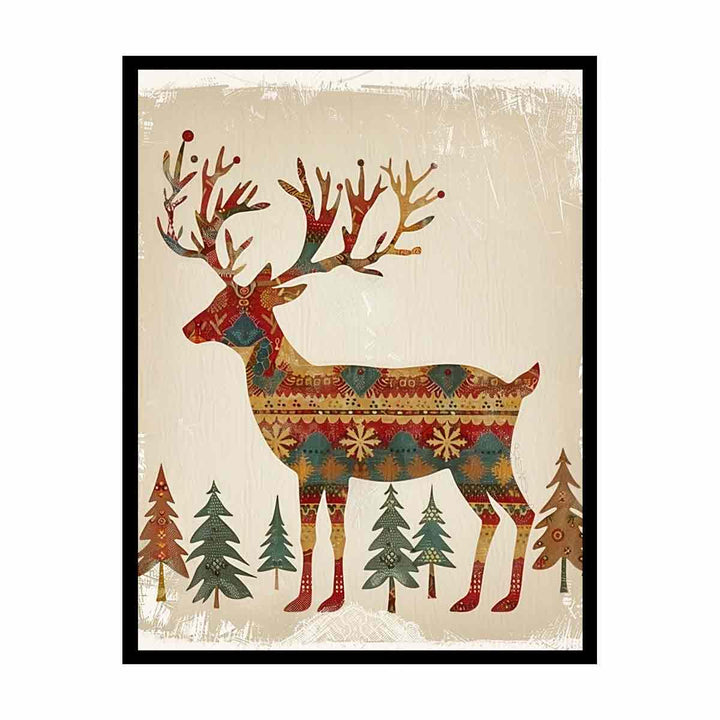 Retro Reindeer  Painting