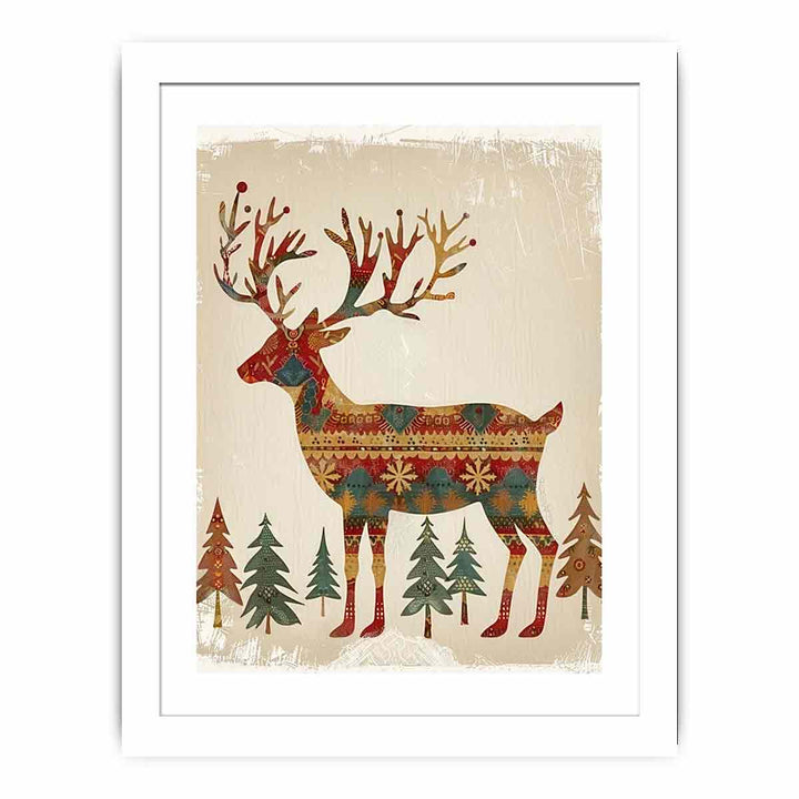 Retro Reindeer Streched canvas