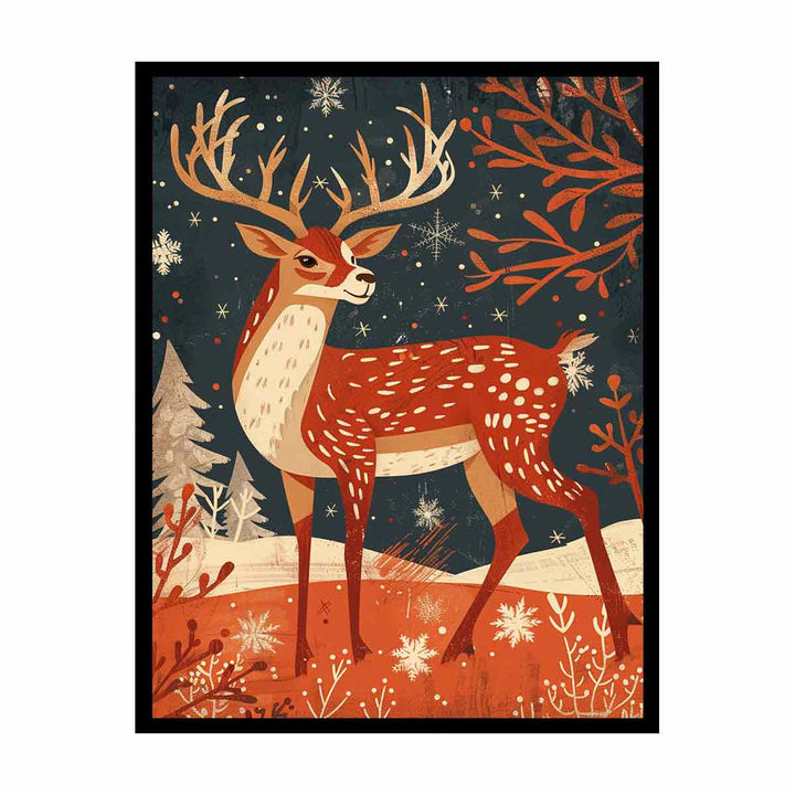 Retro Reindeer  Painting