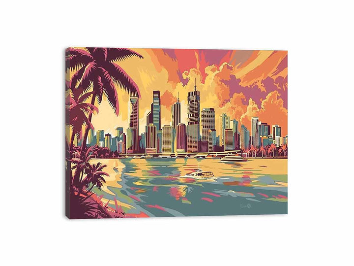 Brisbane  Retro Canvas Print