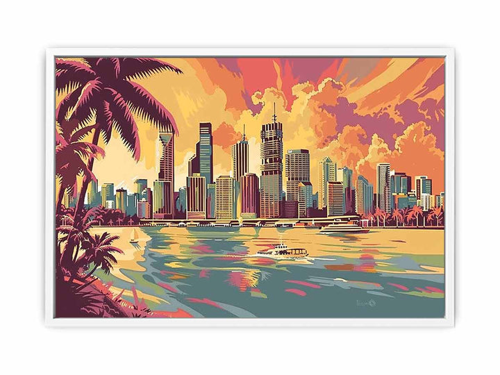 Brisbane  Retro Framed Print