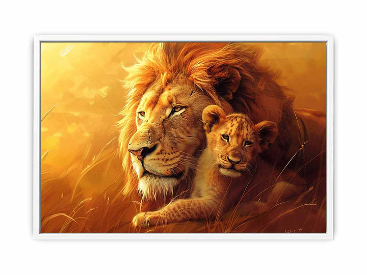 Lion Cute Baby Framed Print