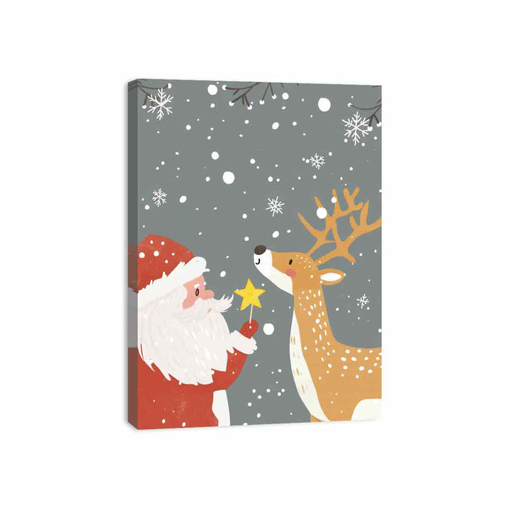 Santa & Reindeer Canvas Print