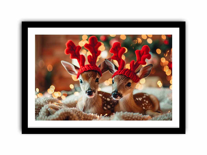 Festive Deers  Art Print