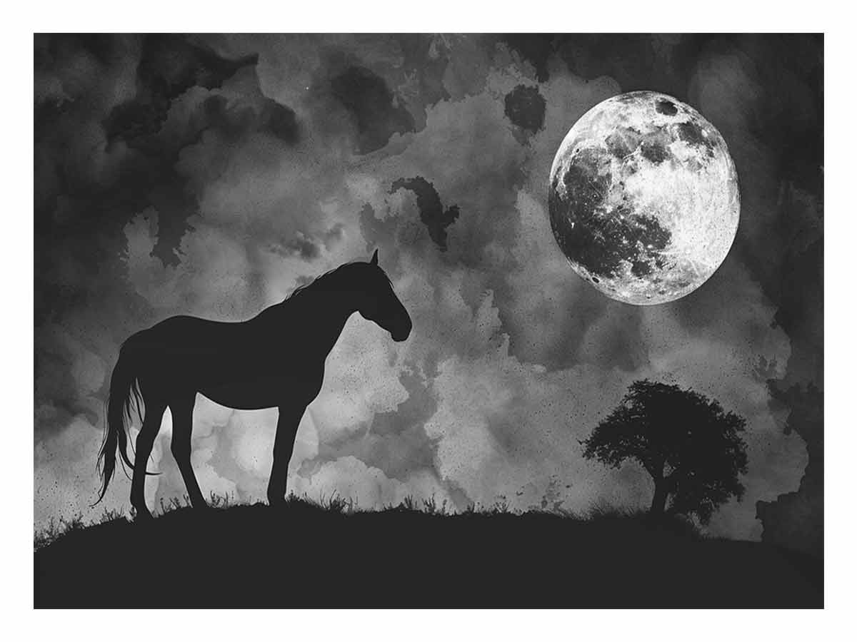 Horse & Moon Painting