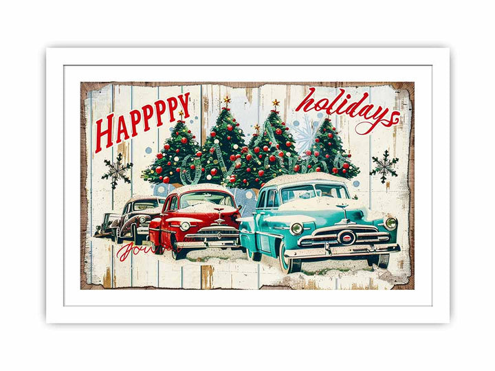 Happy Holidays Vinatge Art Streched canvas